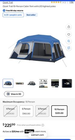 10-Person 14' x 10' Lighted Instant Cabin Tent, 40 lbs