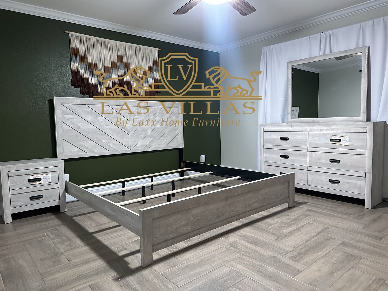 Brand New Bed , Dresser, Mirror,Nightstand