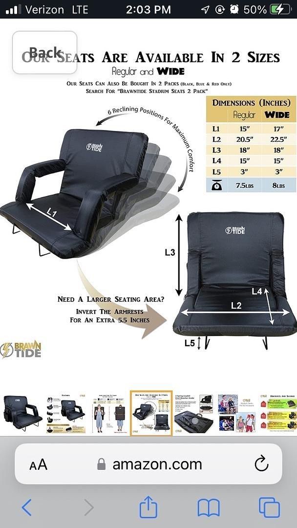 New BRAWNTIDE Stadium Seat with Back Support