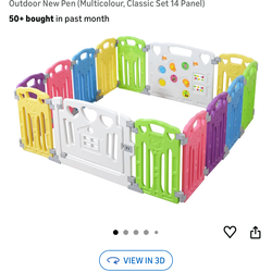 Large multi colored play pen