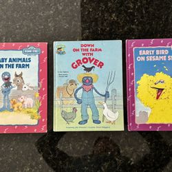 Lot of 3 Sesame Street Hardcover Books – Vintage – Good Condition