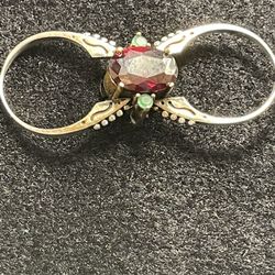 Double Ring Emerald , CZ Stone, Faux Sapphires 