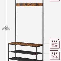 New! Entryway Bench w/ Coat Rack