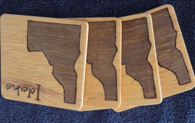 Idaho wooden coasters