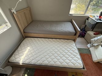 Crate And Barrel Twin Bed With Trundle And Two Mattresses- Lightly Used