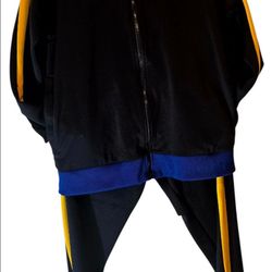 PUMA Tracksuit Set Men’s Large Black Yellow Full Zip Jacket Pants Athletic