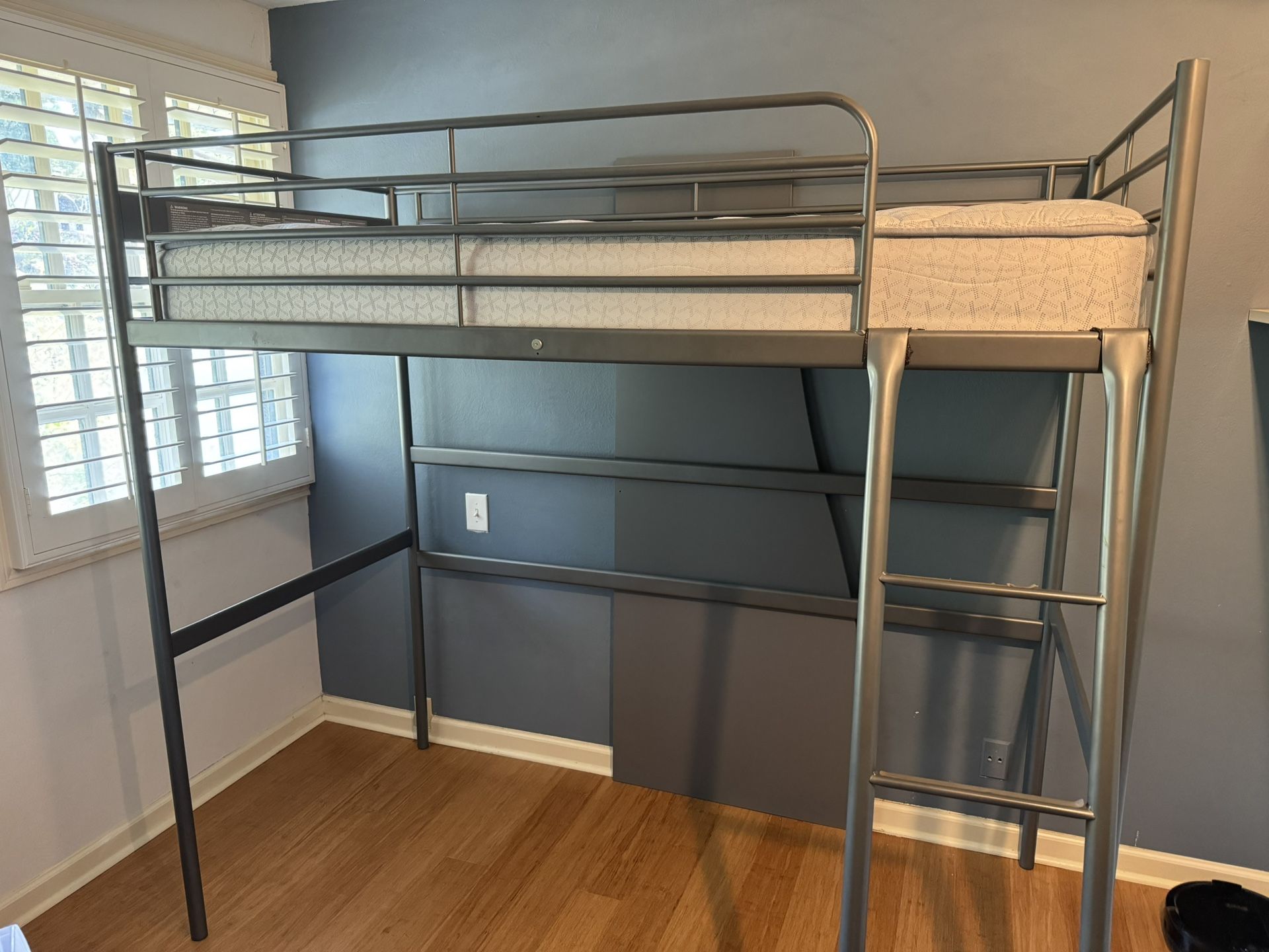 IKEA SVARTA Metal Loft Bed W/Desk Attachment