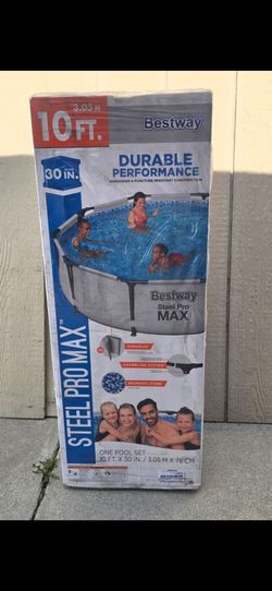 Bestway Steel Pro MAX 10'x30\" Metal Frame Above Ground Pool Set w/ Filter Pump & Cartridge