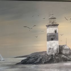 Canvas Light House Painting 
