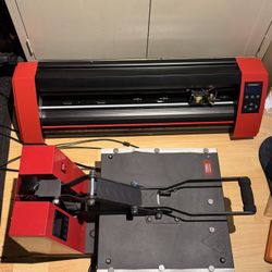 Heat Press And Vinyl Cutter In Red