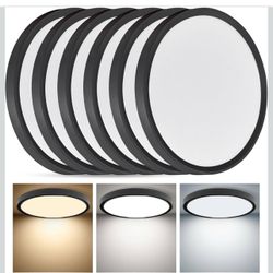6PK 12 Inch Super Slim LED Flush Mount Ceiling Light, 24W, 2520LM, Selectable 3000K/4000K/6000K CCT