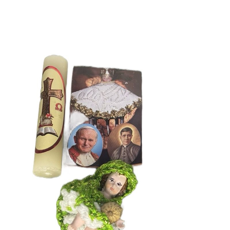 Niño Cacahuatito Set - 3pc Mezquitic Jalisco - Mini Candle, Prayer Card & Figuri