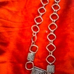 Solid Silver Pyramid Necklace 