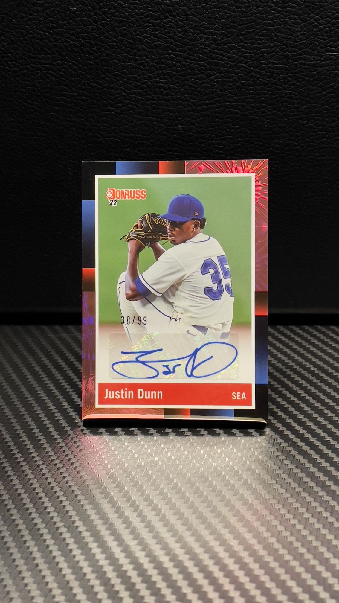 2022 Panini Donruss Justin Dunn Auto /99 #R88S-JU Pink Fireworks 1988 Retro