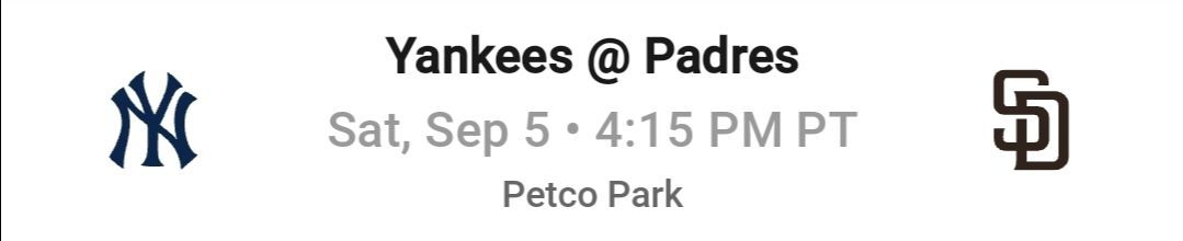 Yankees vs Padres PARKING PASS ticket. 9/5 game