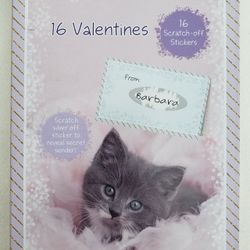 VALENTINE SCHOOL CARDS Rachaelhale 16 Valentine Cards 16 Scratch off Stickers Valentine Adorable Cat