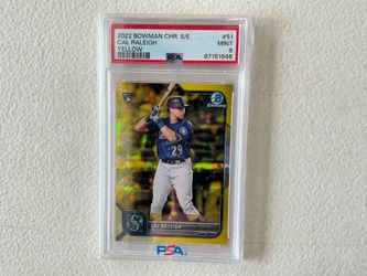 2022 Bowman Chrome Sapphire Edition Cal Raleigh RC Yellow 45/50 PSA 9