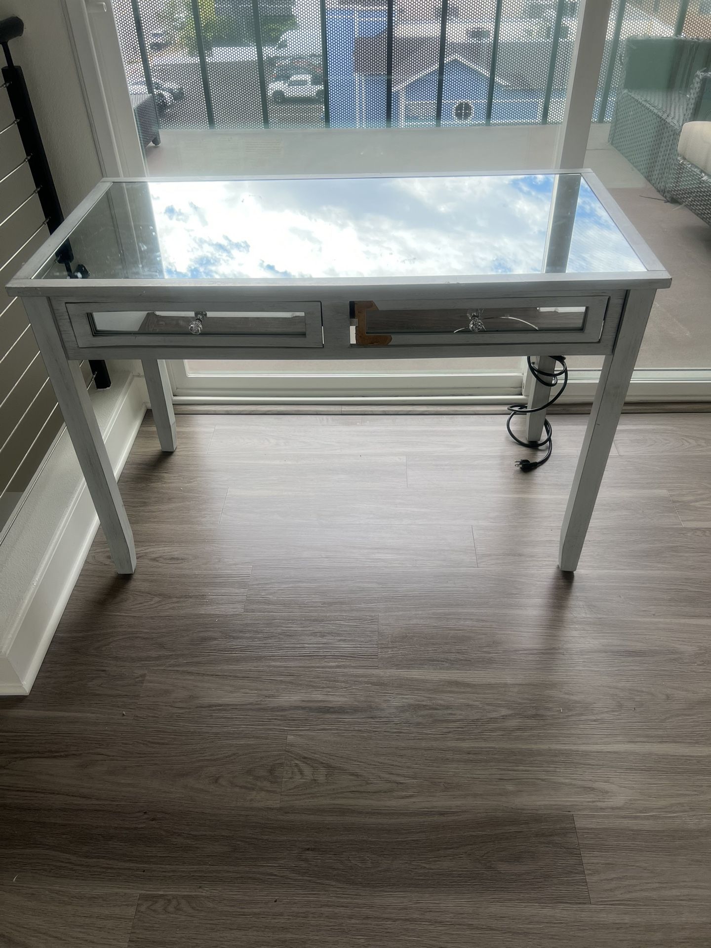 Modern Gray Mirror Desk 