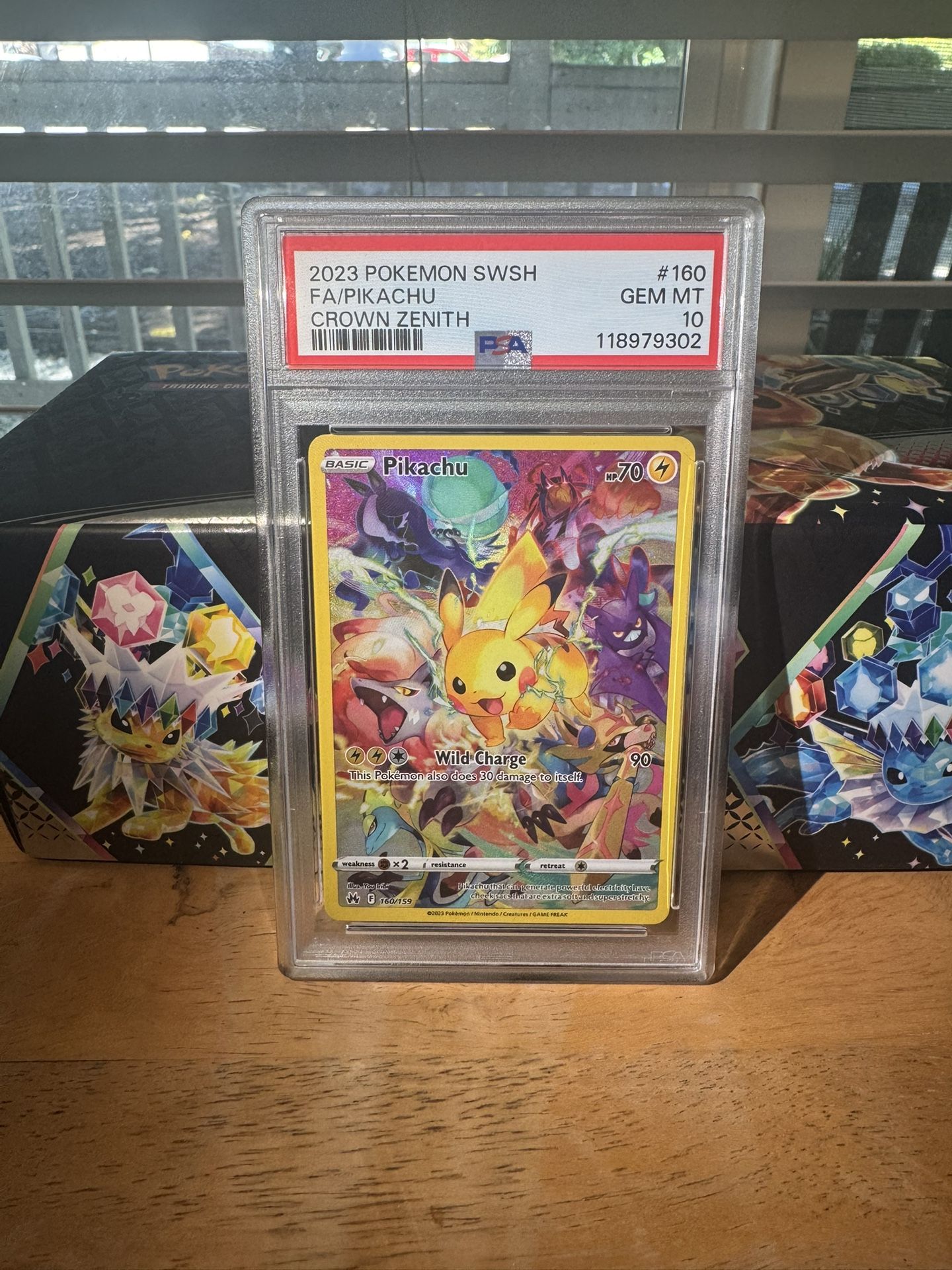 PSA 10 GEM MINT Pikachu Crown Zenith Secret Full Art Holo Pokemon Card #160/159