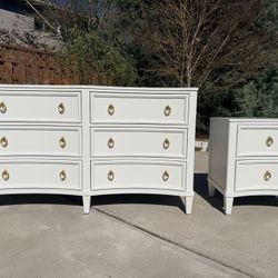 REFINISHED 58” White dove 🕊️ dresser+nightstand+dovetail drawers $499 CAN DELIVER!