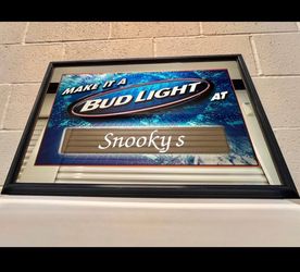 Bud Light Beer Sign 1999 ⭐️OXNARD, CALIF -SNOOKYS BAR⭐️ ~ Bikini Dancers ~ Bar - Pool Oxnard