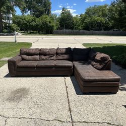 Chocolate Brown Sectional Couch W/ Chaise