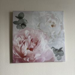 Blush Pink & White Flower, Eucalyptus Painting