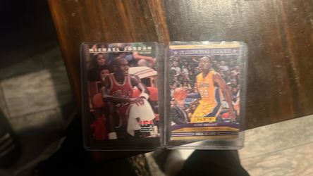 Michael Jordan card and Kobe Bryant Lakers card Michael Jordan card and Kobe Bryant Lakers card