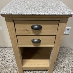 Small Granite Top Side table 31” H x 18” W x 18”D with 2 drawers