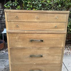 Vintage Wood 5 Drawer Dresser
