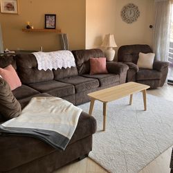 Ashley Chaise Couch - With Recliner Set