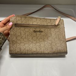 calvin klein purse small light pink and brown brand new