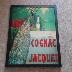Art Deco Liquor Poster Peacock Large Framed  26 X 34