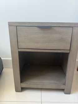 Large Gray Wood Nightstand