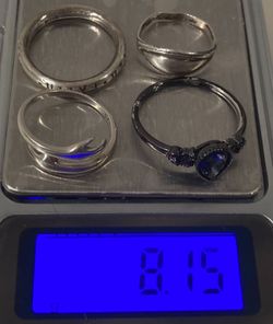 Vintage Lot of 4 Sterling Silver Rings, Assorted Sizes and Styles, Hands, Nice Designs, Quality, Jewelry, Accessory, Stamped 925, Clothing, 1128, Enga