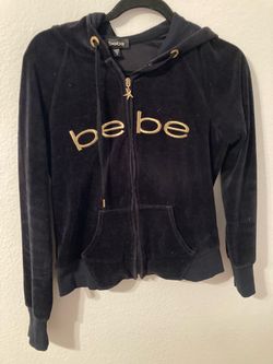 Bebe Black Velour Zip-Up Hoodie and bottoms