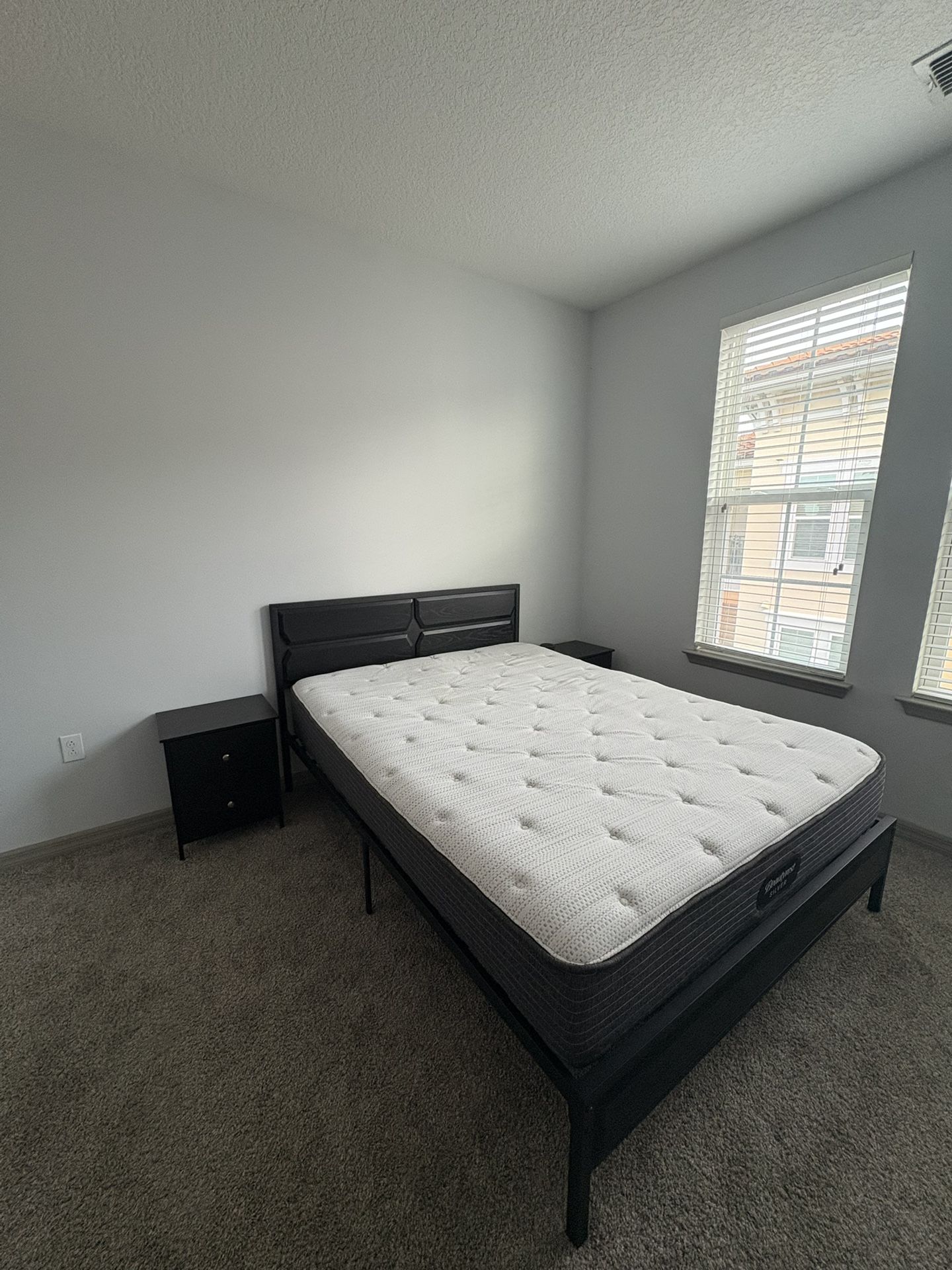 Queen bed frame and mattress 