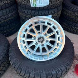 AXD WHEELS 17" SILVER WITH 265 70 17 KUMHO TIRE ALL 4 WHEELS AND TIRES