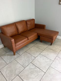 Small Brown 72.8” Leather Sofa Section
