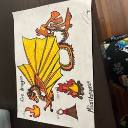 It a drawing Of fire dragon Red 