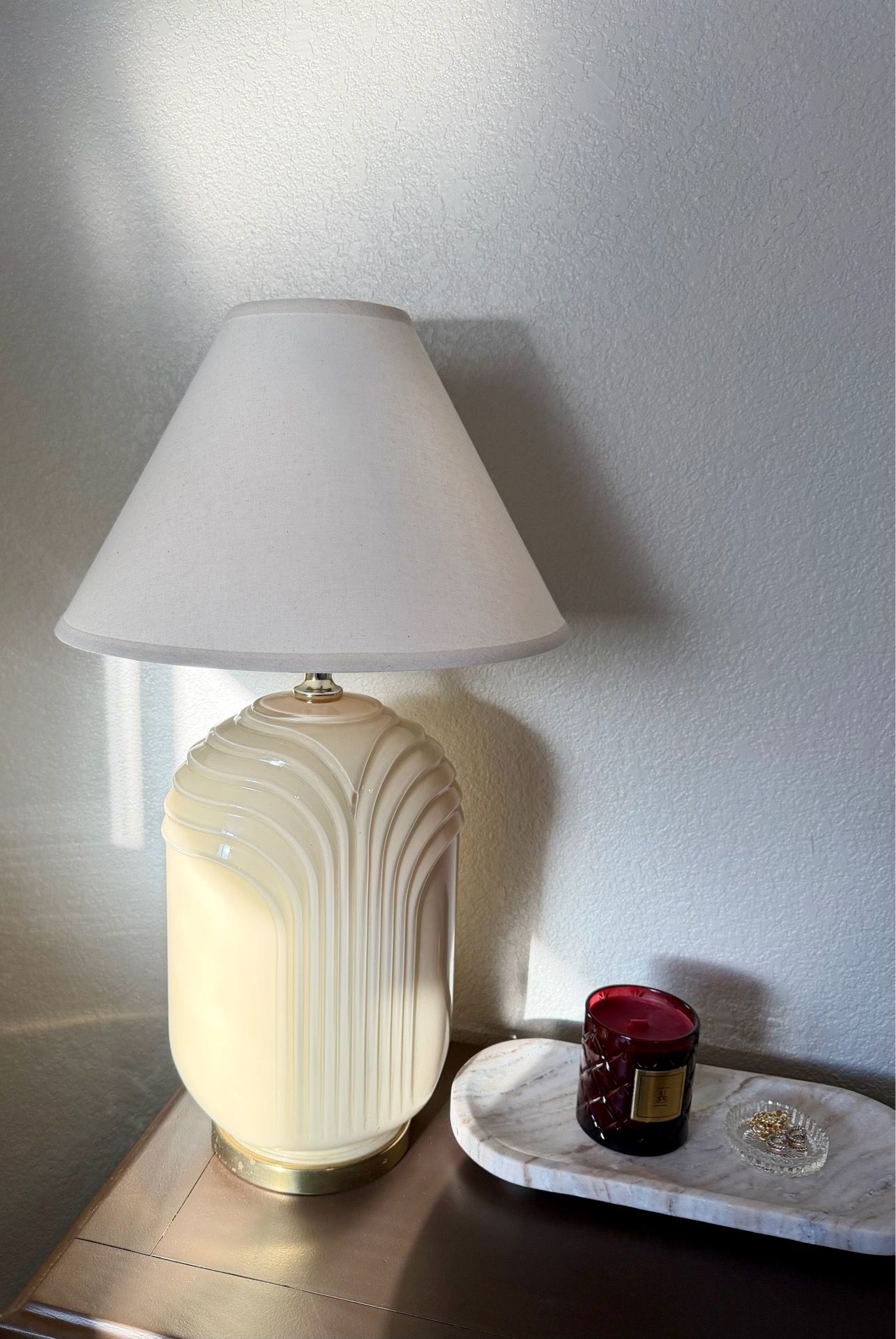 Vintage Art Deco Cream Glass Lamps