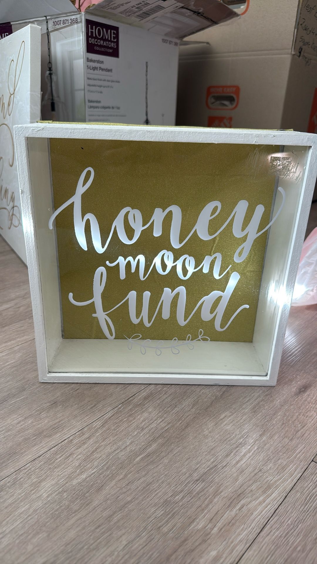 White And Gold Honey Moon Fund Box