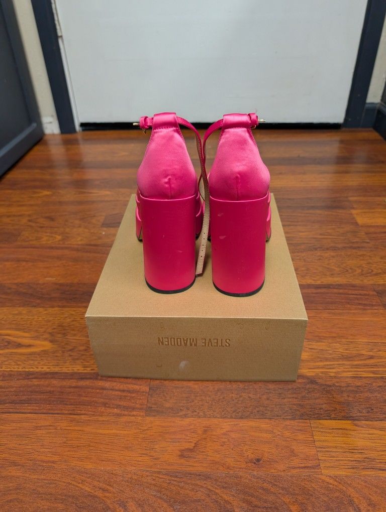 Steve Madden Charlize Pink Satin Mary Janes