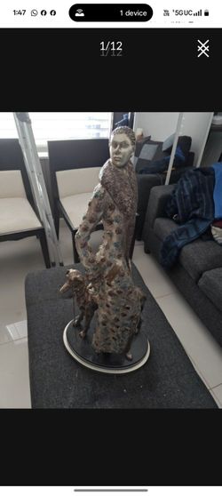 "X13" Art Deco Lady With Greyhound Statue