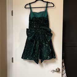 Green Sequence Square Neck Dress
