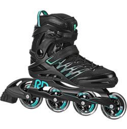 NIB Roller Derby Aerio Q-84 Women's Inline Skate - Black/Mint/Teal 8