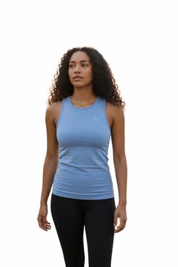 Vanquish Elevate Seamless Emerald Sky Blue Racer Back MIDI Tank Top Size Large
