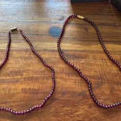 Two Genuine Garnet Necklace