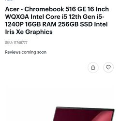 Acer - Chromebook 516 GE 16 Inch (Brand New)