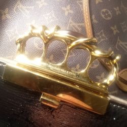 Alexander McQueen Knuckle Clutch – Limited Edition Gold Distressed Leather & Ruby-Tone Handle